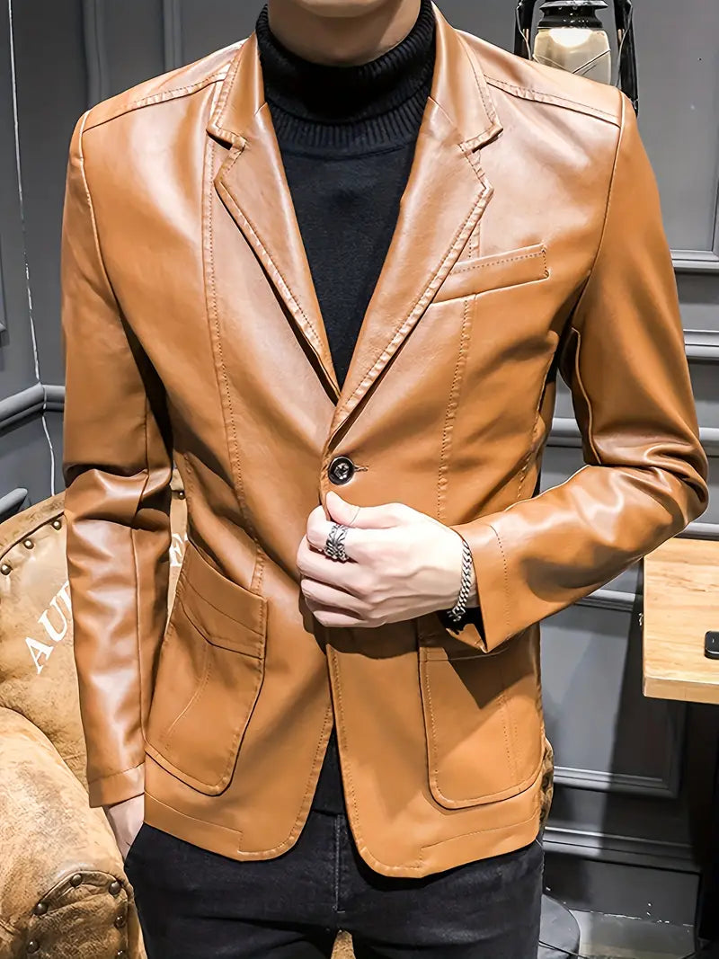 Pánská stylová kožená bunda – Klasické casual oblečení s teplou podšívkou